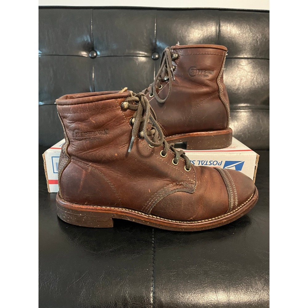 Chippewa Service Brown Leather Cap Toe Boots